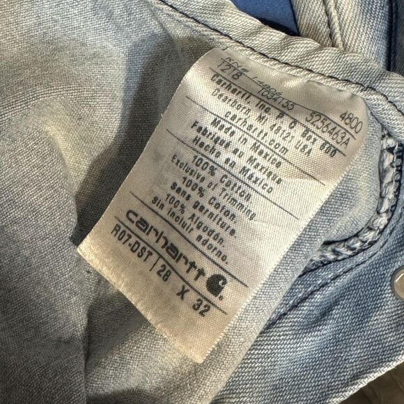 Carhartt Overalls ladies 28x32 Denim Distressed Workwear Utility Painter - Picture 14 of 14